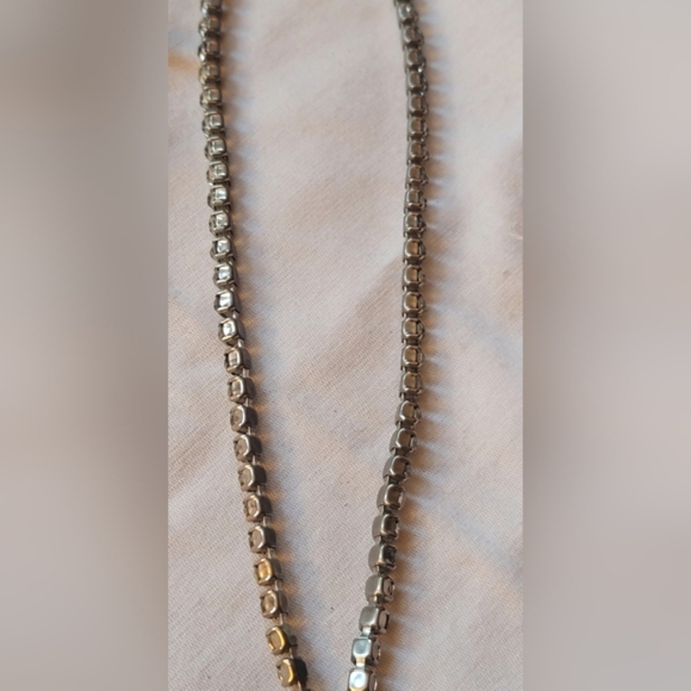 Vintage Coro Signed Rhinestone Drop Necklace With Rhinestone Clasp - Picture 7 of 10